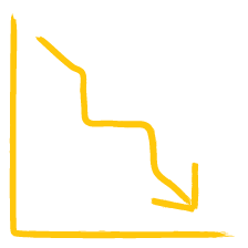decrease graph yellow icon